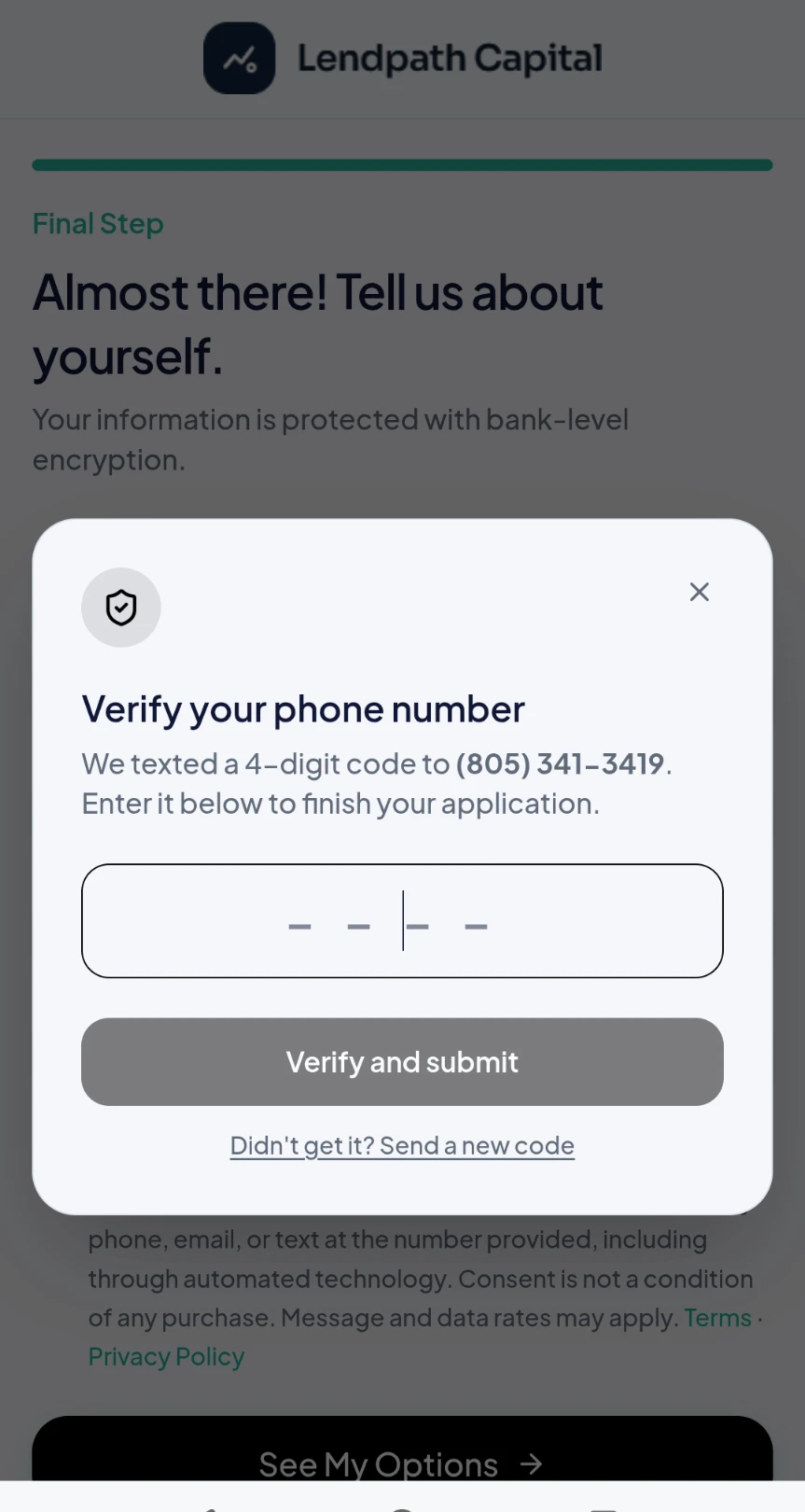 Built-in phone verification inside the mobile application flow