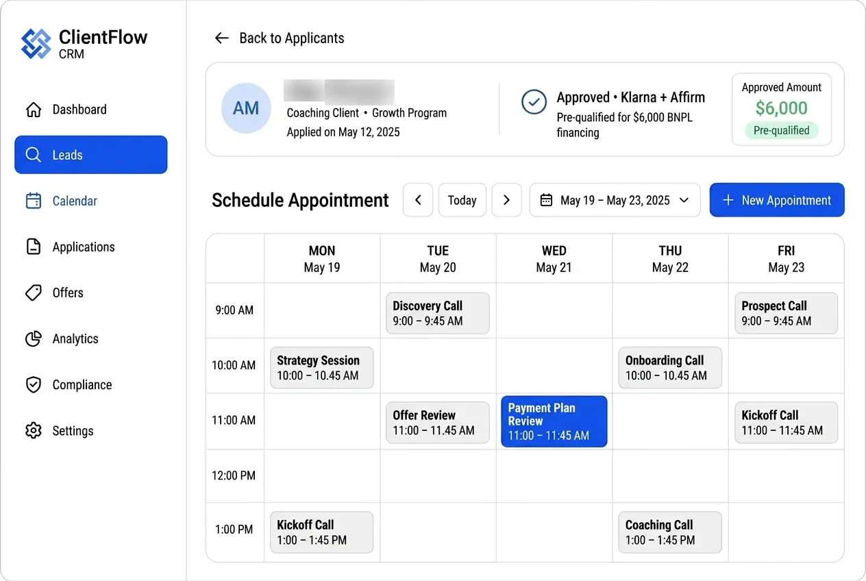 Calendar booking after qualification