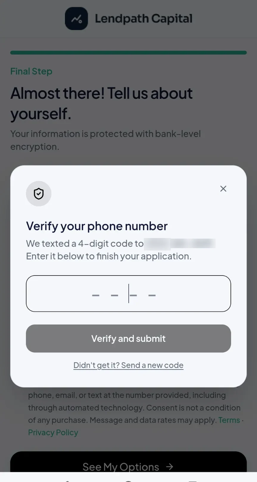 Built-in phone verification inside the mobile application flow